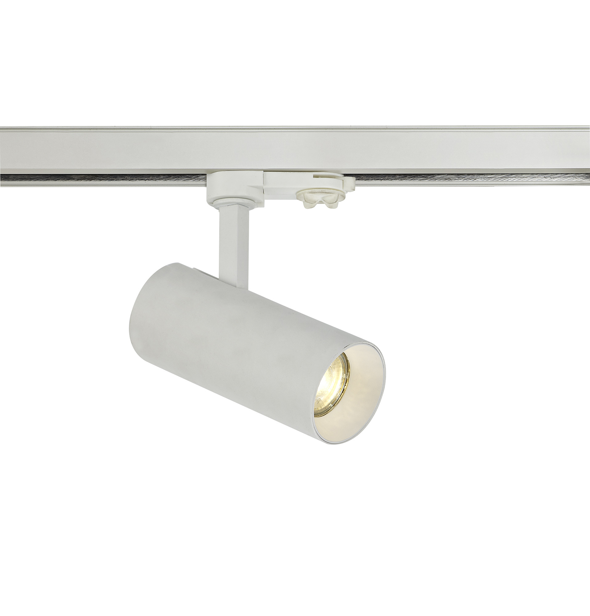 DX160001  Eos T 10; GU10/LED Module; White & White; Cylinder Track Light; 90° Tilt; 350° R/tion; Powergear 3P Adaptor; Push Fit Fast Connector; 5yrs Warranty